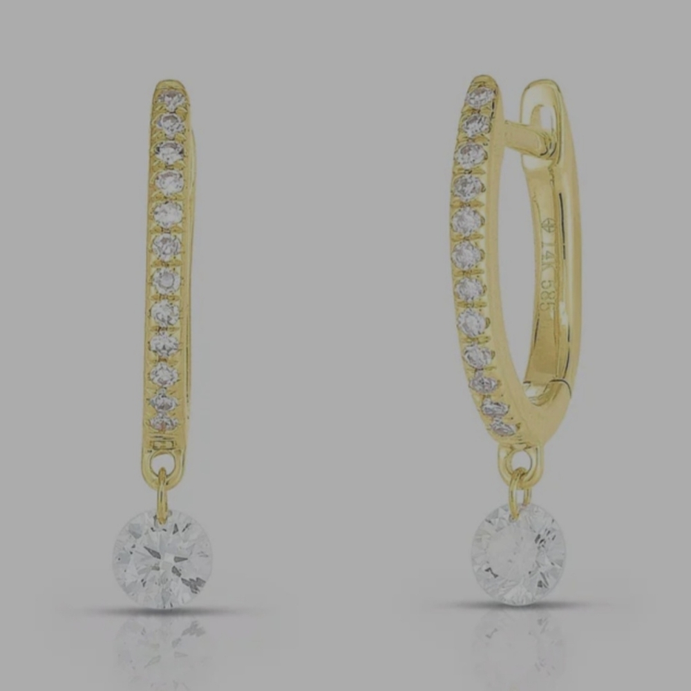 Ring Concierge Pavé Round Diamond Drop Huggies